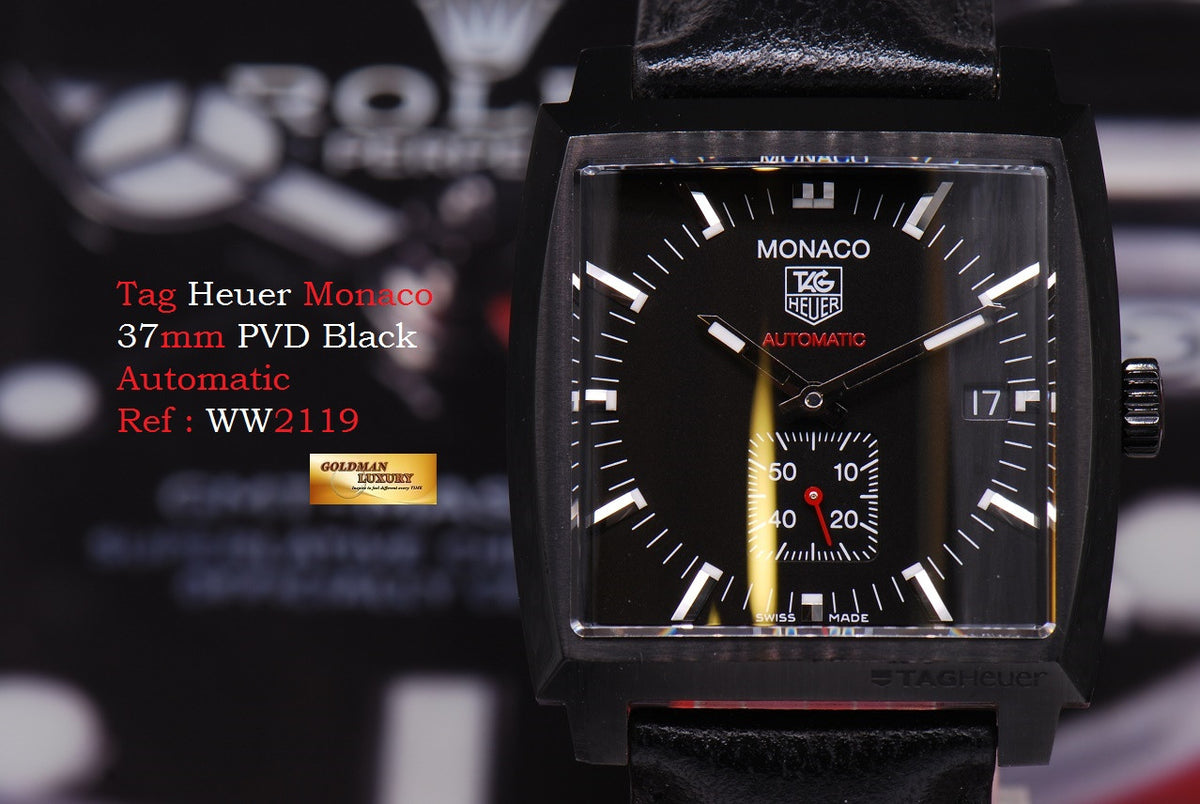 [SOLD] TAG HEUER MONACO 37mm PVD BLACK WW2119 AUTOMATIC (MINT)