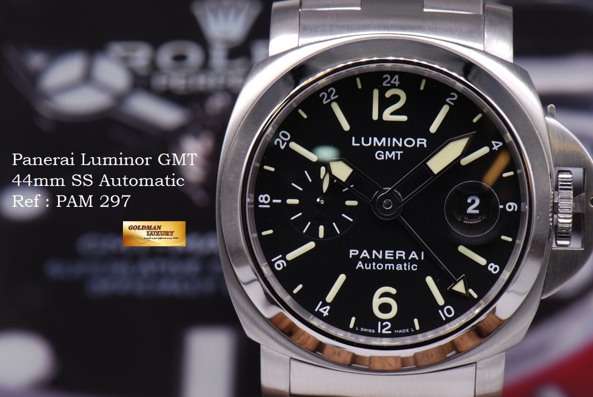 [SOLD] PANERAI LUMINOR GMT 44mm STAINLESS STEEL BRACELET Ref : PAM 297 (MINT)