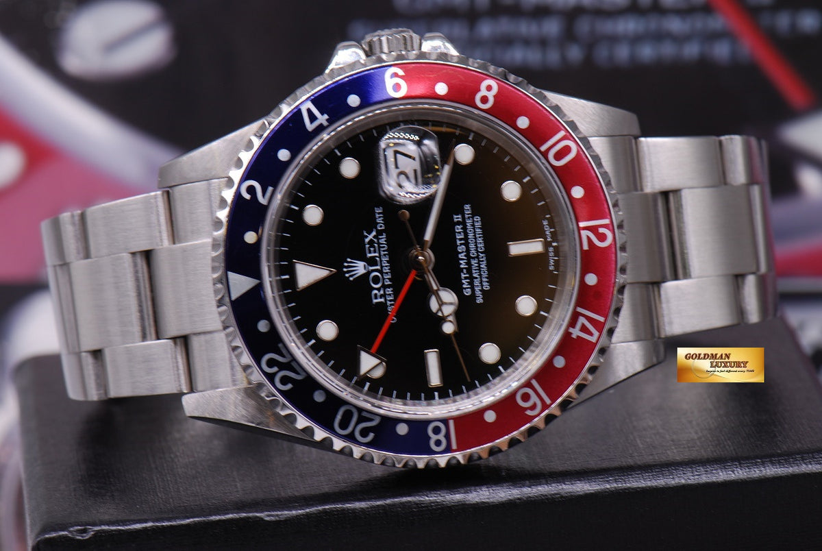 [SOLD] ROLEX OYSTER PERPETUAL GMT-MASTER II "PEPSI" BEZEL Ref 16710 (MINT)