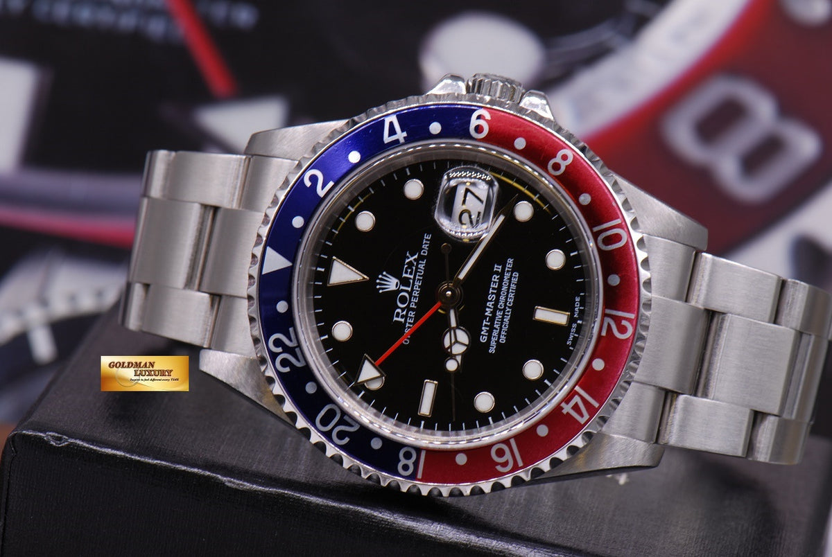 [SOLD] ROLEX OYSTER PERPETUAL GMT-MASTER II "PEPSI" BEZEL Ref 16710 (MINT)
