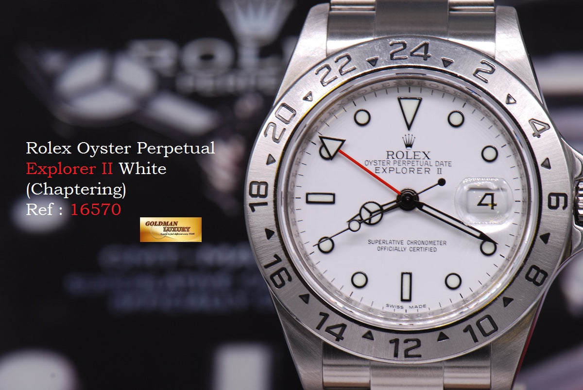[SOLD] ROLEX OYSTER PERPETUAL EXPLORER II REF 16570 WHITE (CHAPTERING) (MINT)