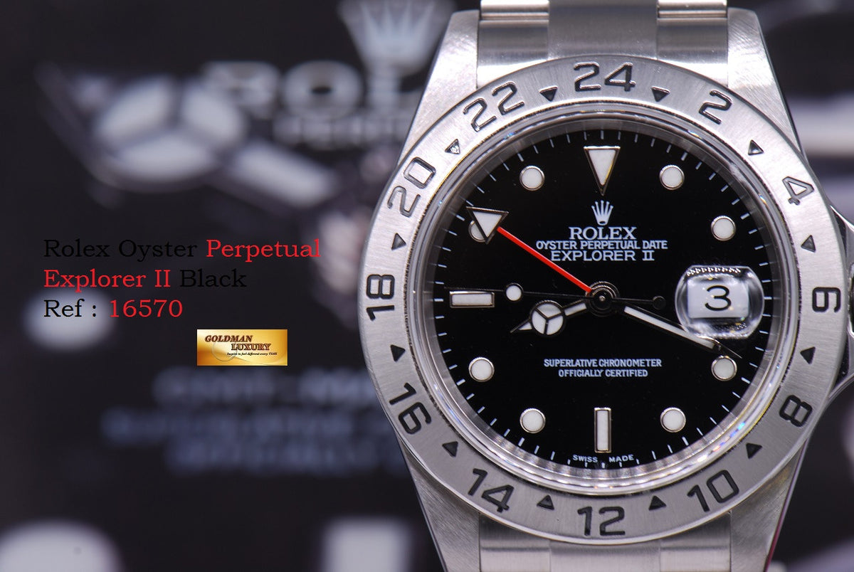 [SOLD] ROLEX OYSTER PERPETUAL EXPLORER II REF 16570 BLACK (MINT)