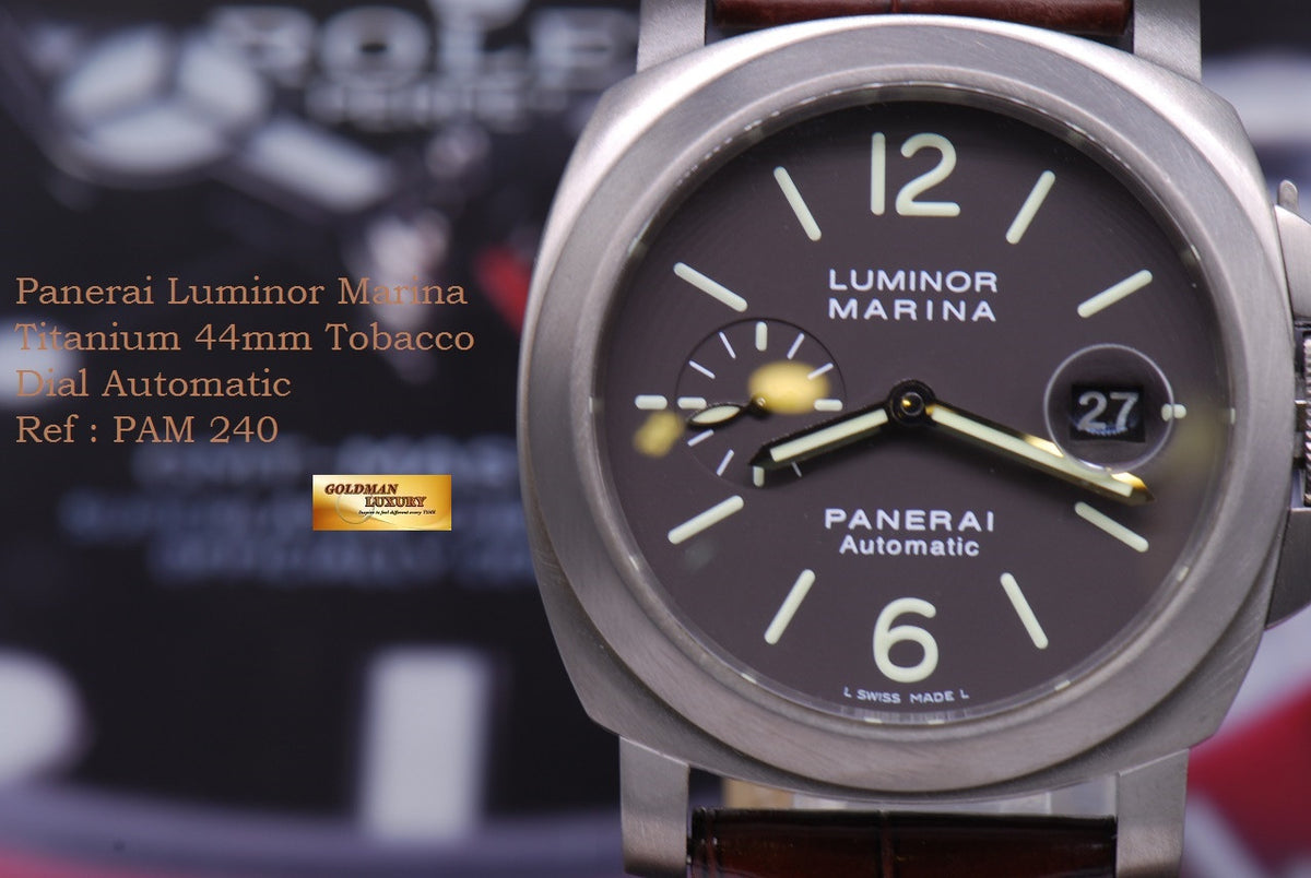 [SOLD] PANERAI LUMINOR MARINA TITANIUM 44mm TOBACCO BROWN DIAL AUTOMATIC PAM 240 (NEAR MINT)