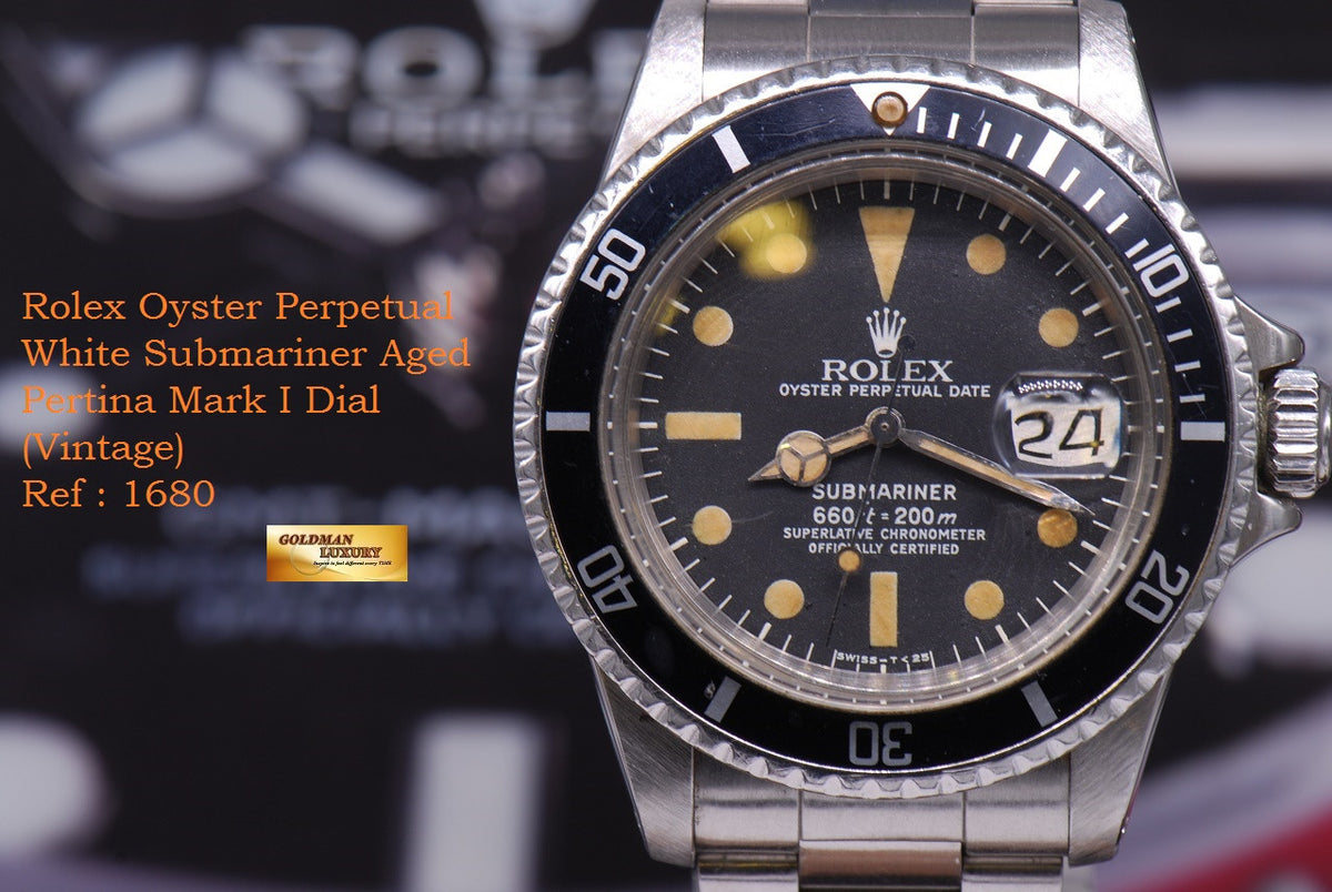 [SOLD] ROLEX OYSTER PERPETUAL WHITE SUBMARINER MARK I DIAL Ref 1680 (VINTAGE)