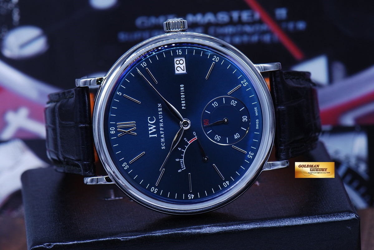 [SOLD] IWC PORTOFINO 8 DAYS POWER RESERVE DATE 45mm MANUAL WINDING BLUE (MINT)