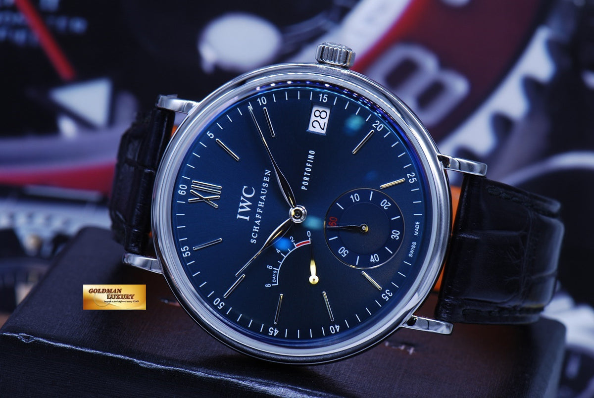 [SOLD] IWC PORTOFINO 8 DAYS POWER RESERVE DATE 45mm MANUAL WINDING BLUE (MINT)