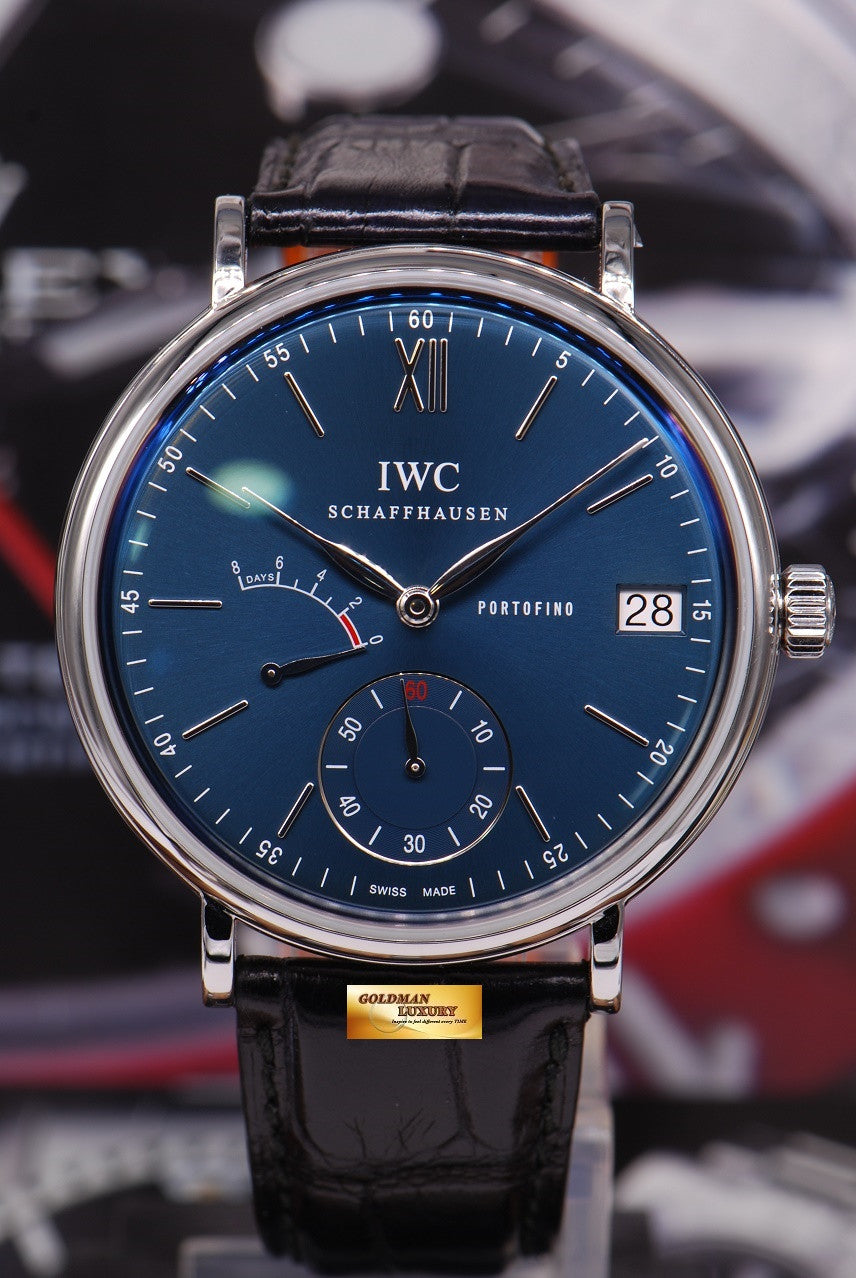 [SOLD] IWC PORTOFINO 8 DAYS POWER RESERVE DATE 45mm MANUAL WINDING BLUE (MINT)