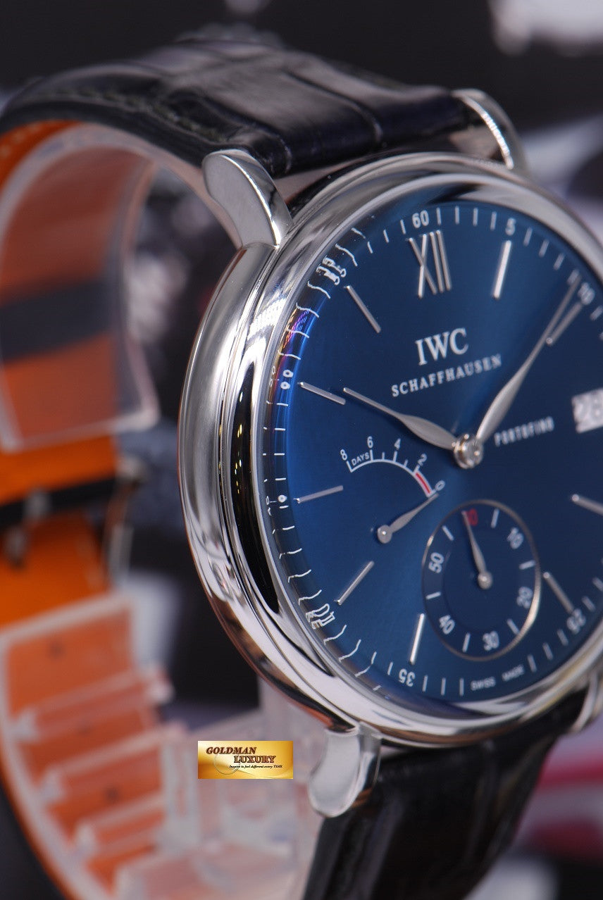 [SOLD] IWC PORTOFINO 8 DAYS POWER RESERVE DATE 45mm MANUAL WINDING BLUE (MINT)