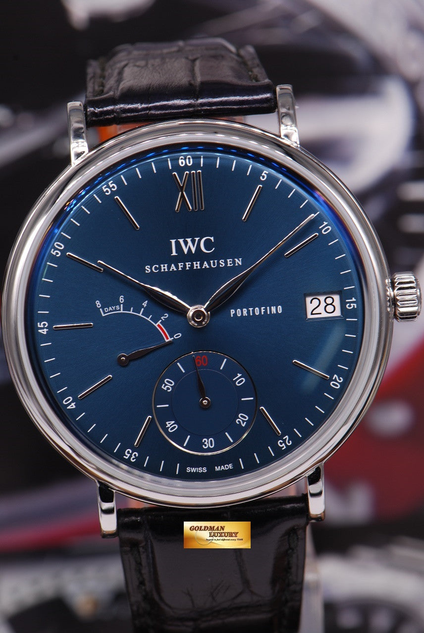 [SOLD] IWC PORTOFINO 8 DAYS POWER RESERVE DATE 45mm MANUAL WINDING BLUE (MINT)