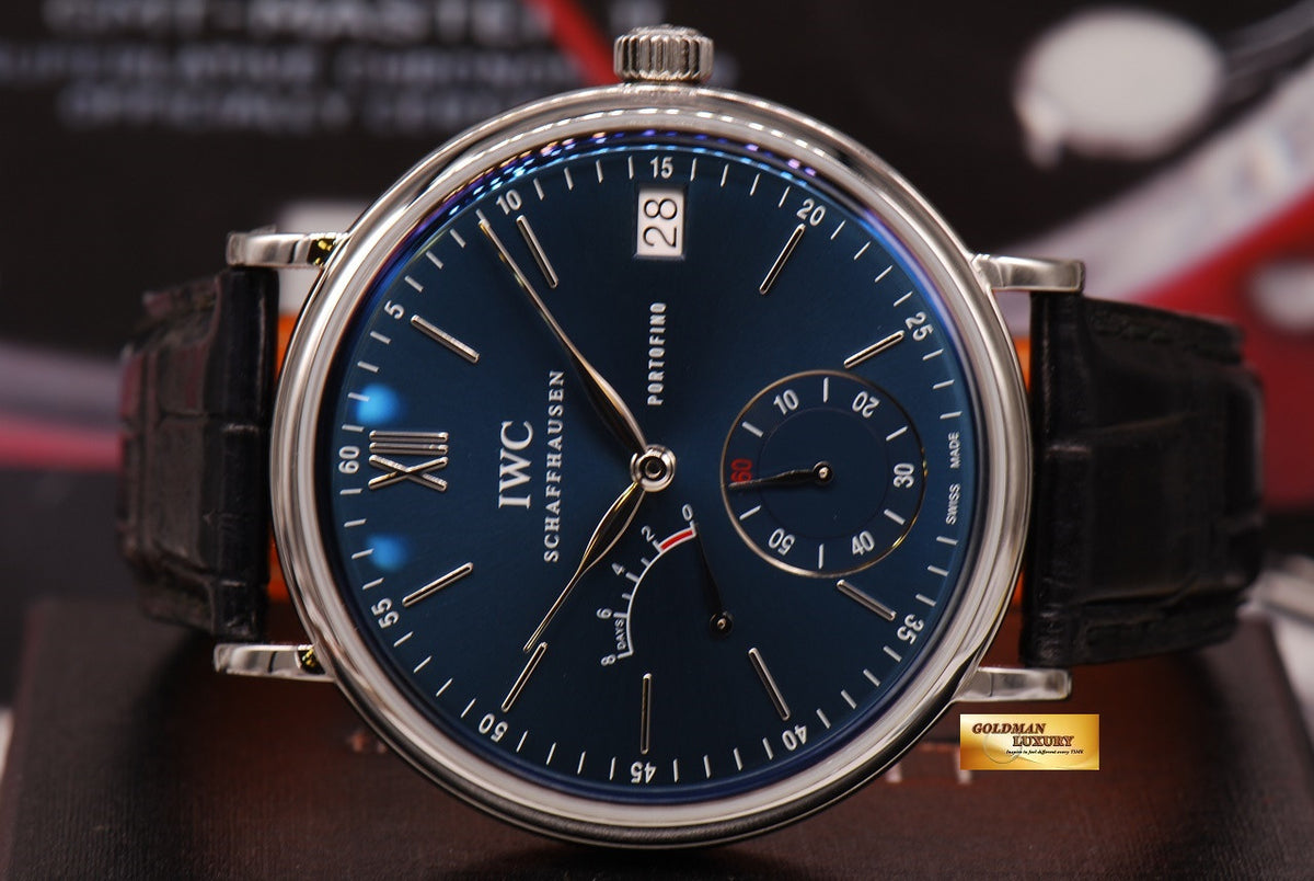 [SOLD] IWC PORTOFINO 8 DAYS POWER RESERVE DATE 45mm MANUAL WINDING BLUE (MINT)