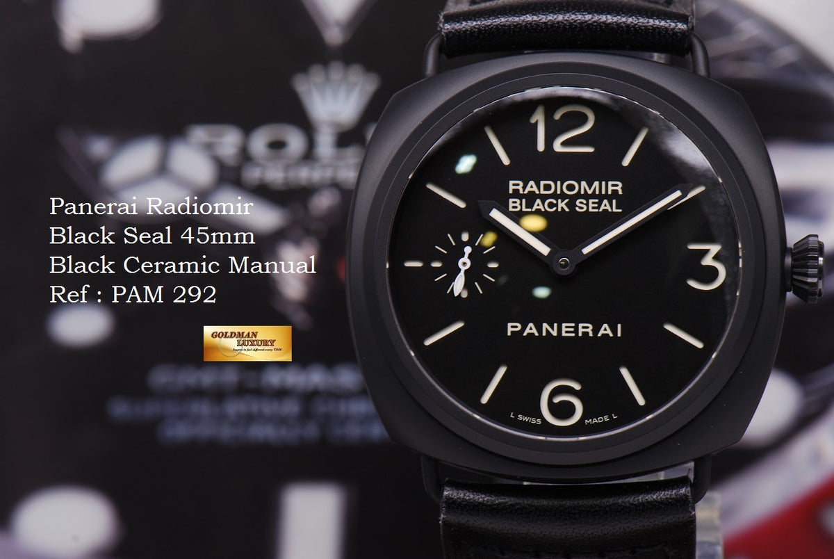 [SOLD] PANERAI RADIOMIR BLACK SEAL 45mm BLACK CERAMIC MANUAL PAM 292 (LNIB)
