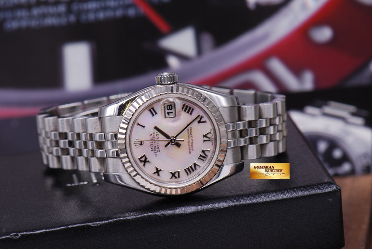 [SOLD] ROLEX OYSTER PERPETUAL DATEJUST PINK MOP SS LADIES 26mm 179174 (NEAR MINT)