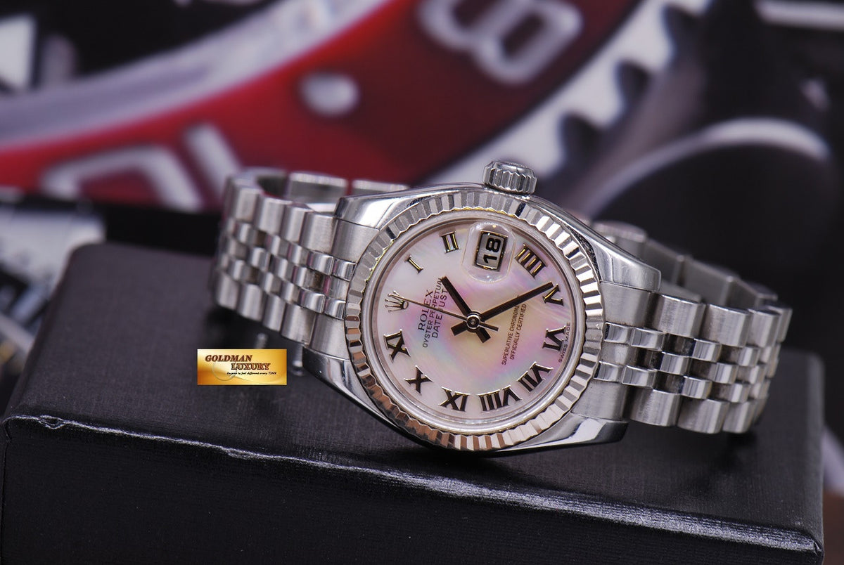 [SOLD] ROLEX OYSTER PERPETUAL DATEJUST PINK MOP SS LADIES 26mm 179174 (NEAR MINT)