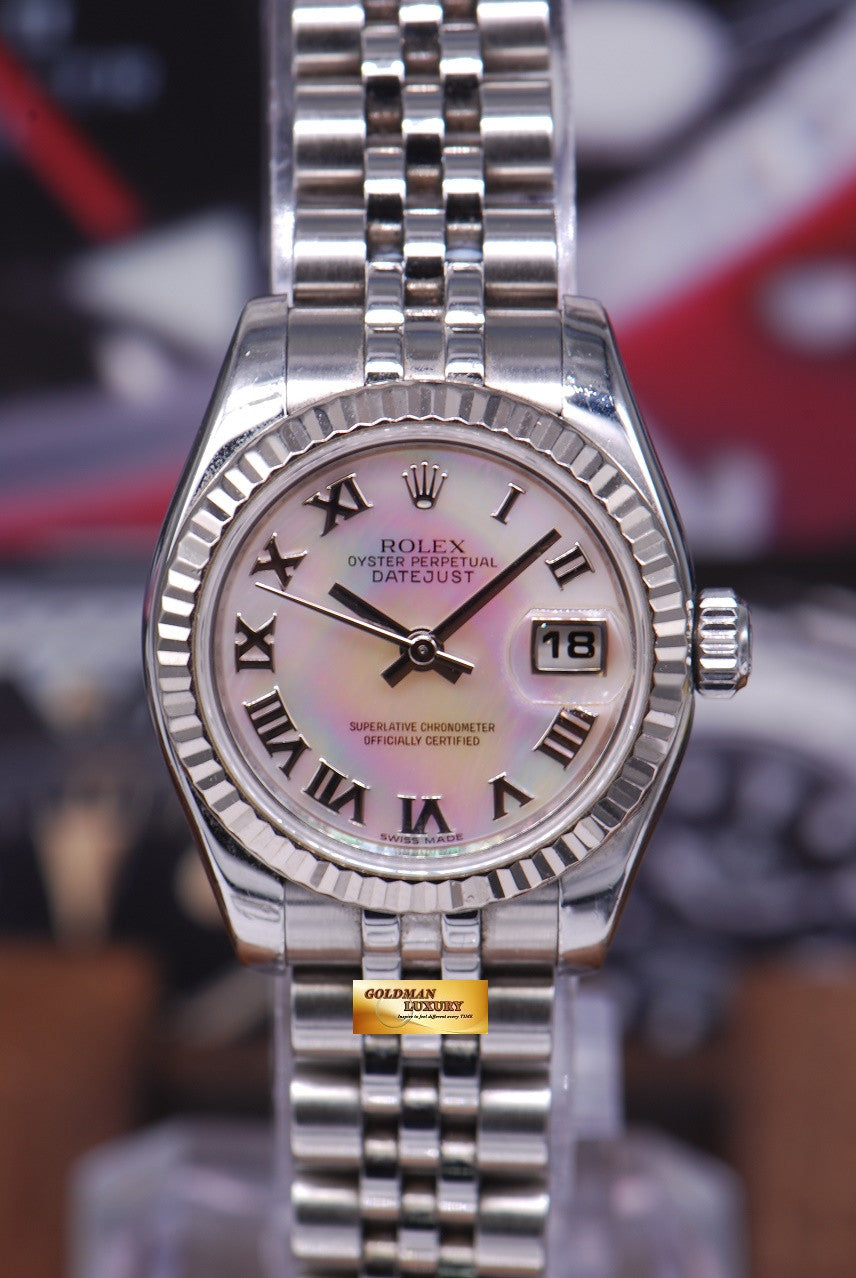 [SOLD] ROLEX OYSTER PERPETUAL DATEJUST PINK MOP SS LADIES 26mm 179174 (NEAR MINT)
