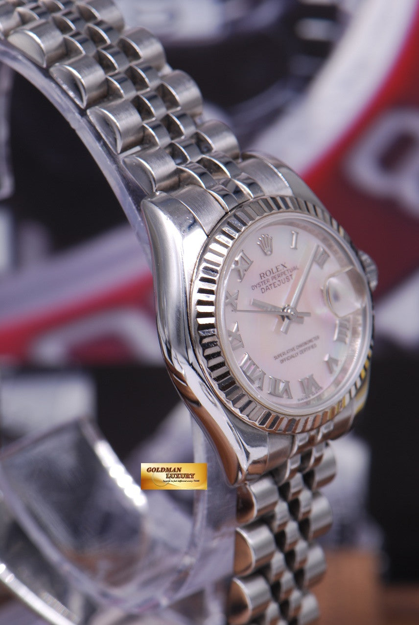 [SOLD] ROLEX OYSTER PERPETUAL DATEJUST PINK MOP SS LADIES 26mm 179174 (NEAR MINT)