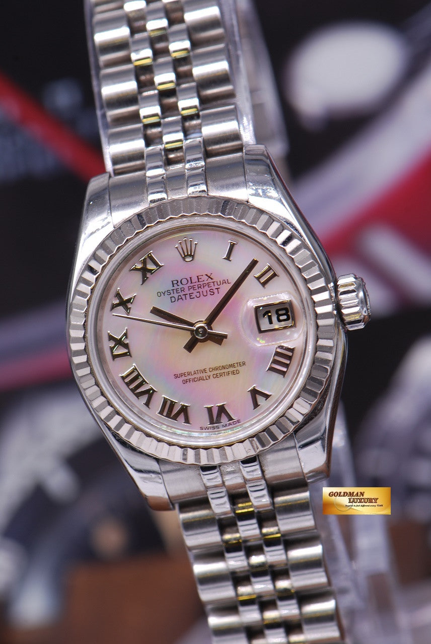 [SOLD] ROLEX OYSTER PERPETUAL DATEJUST PINK MOP SS LADIES 26mm 179174 (NEAR MINT)