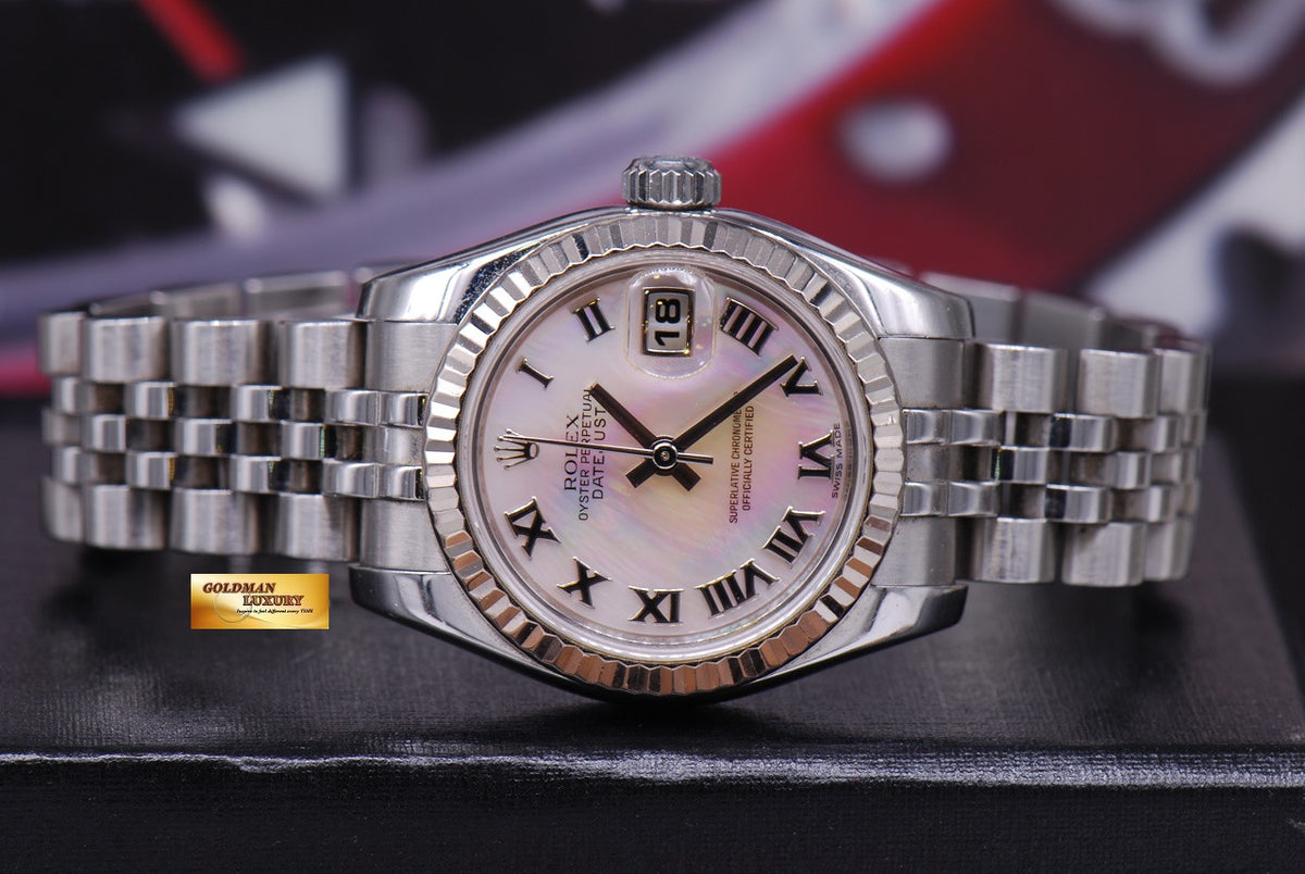 [SOLD] ROLEX OYSTER PERPETUAL DATEJUST PINK MOP SS LADIES 26mm 179174 (NEAR MINT)
