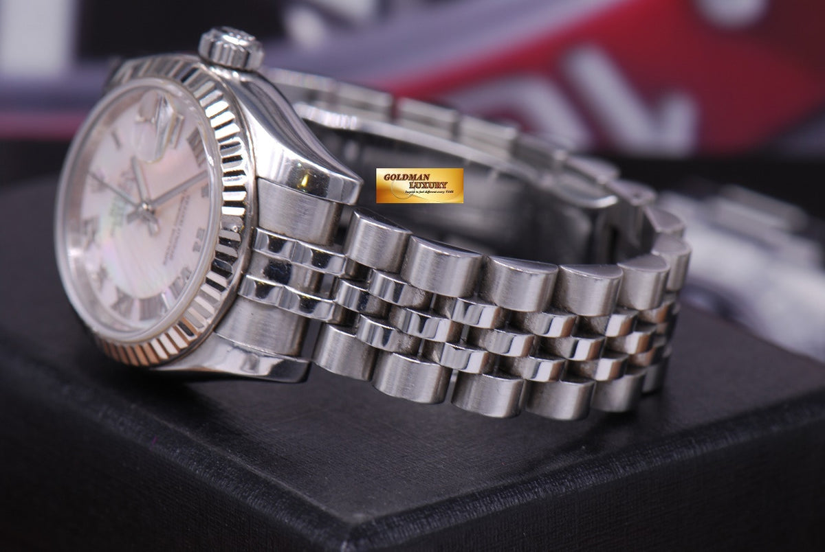 [SOLD] ROLEX OYSTER PERPETUAL DATEJUST PINK MOP SS LADIES 26mm 179174 (NEAR MINT)