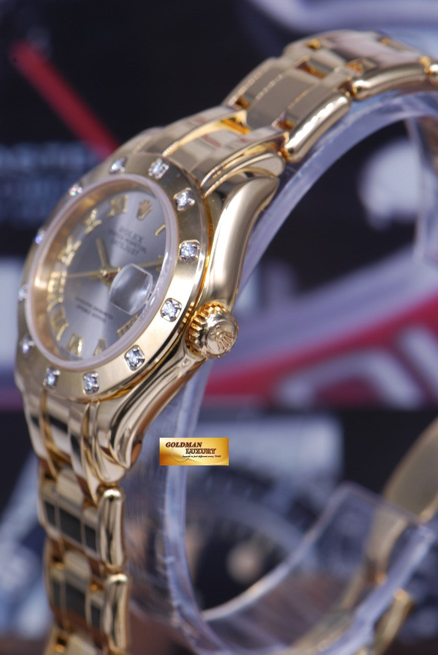 [SOLD] ROLEX OYSTER PERPETUAL DATEJUST PEARLMASTER 28mm 18K YELLOW GOLD DIAMOND BEZEL 80318 AUTOMATIC (NEAR MINT)