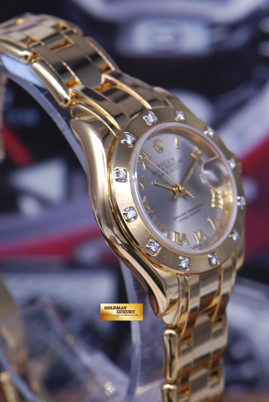 [SOLD] ROLEX OYSTER PERPETUAL DATEJUST PEARLMASTER 28mm 18K YELLOW GOLD DIAMOND BEZEL 80318 AUTOMATIC (NEAR MINT)