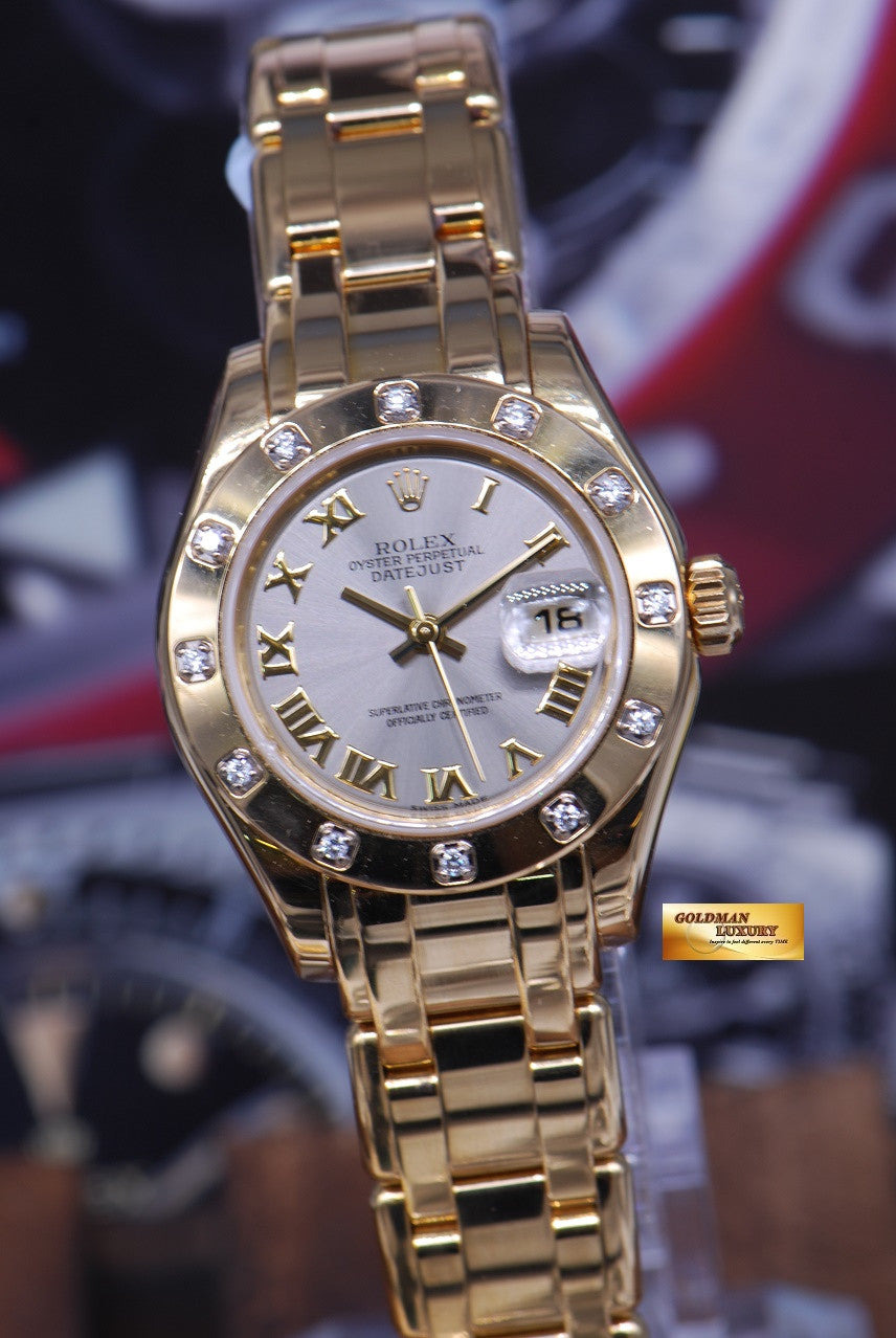 [SOLD] ROLEX OYSTER PERPETUAL DATEJUST PEARLMASTER 28mm 18K YELLOW GOLD DIAMOND BEZEL 80318 AUTOMATIC (NEAR MINT)