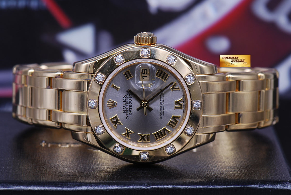 [SOLD] ROLEX OYSTER PERPETUAL DATEJUST PEARLMASTER 28mm 18K YELLOW GOLD DIAMOND BEZEL 80318 AUTOMATIC (NEAR MINT)
