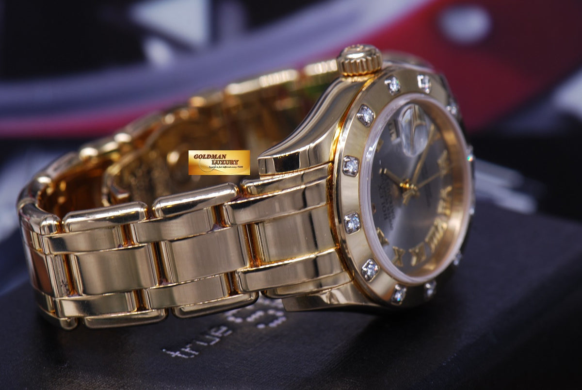 [SOLD] ROLEX OYSTER PERPETUAL DATEJUST PEARLMASTER 28mm 18K YELLOW GOLD DIAMOND BEZEL 80318 AUTOMATIC (NEAR MINT)