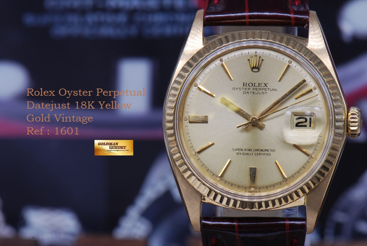 [SOLD] ROLEX OYSTER PERPETUAL 36mm 18K YELLOW GOLD 1601 VINTAGE (MINT)