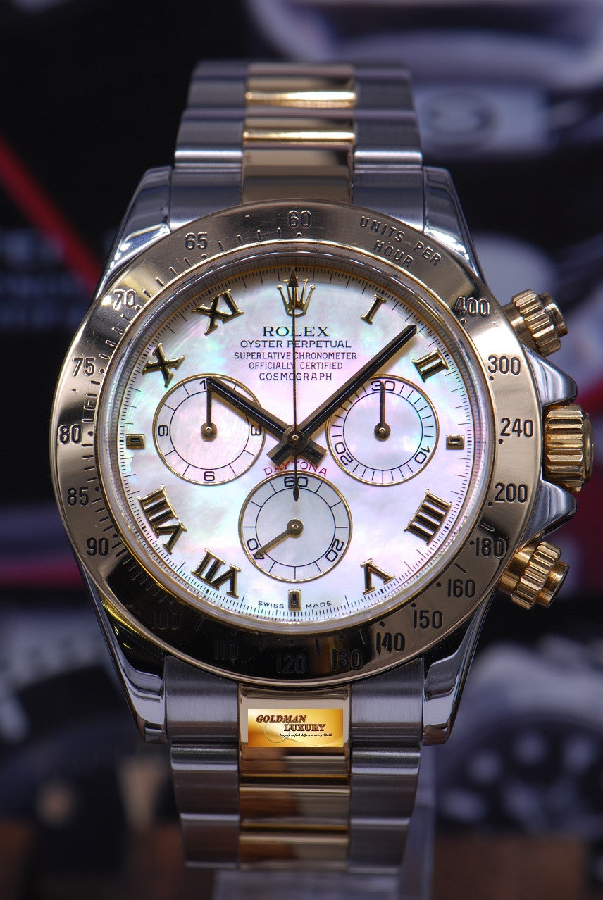 [SOLD] ROLEX OYSTER PERPETUAL DAYTONA HALF-GOLD MOP DIAL Ref : 116523 (MINT)