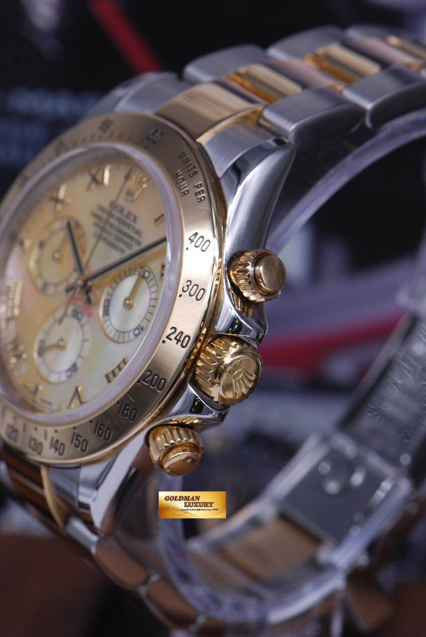 [SOLD] ROLEX OYSTER PERPETUAL DAYTONA HALF-GOLD MOP DIAL Ref : 116523 (MINT)