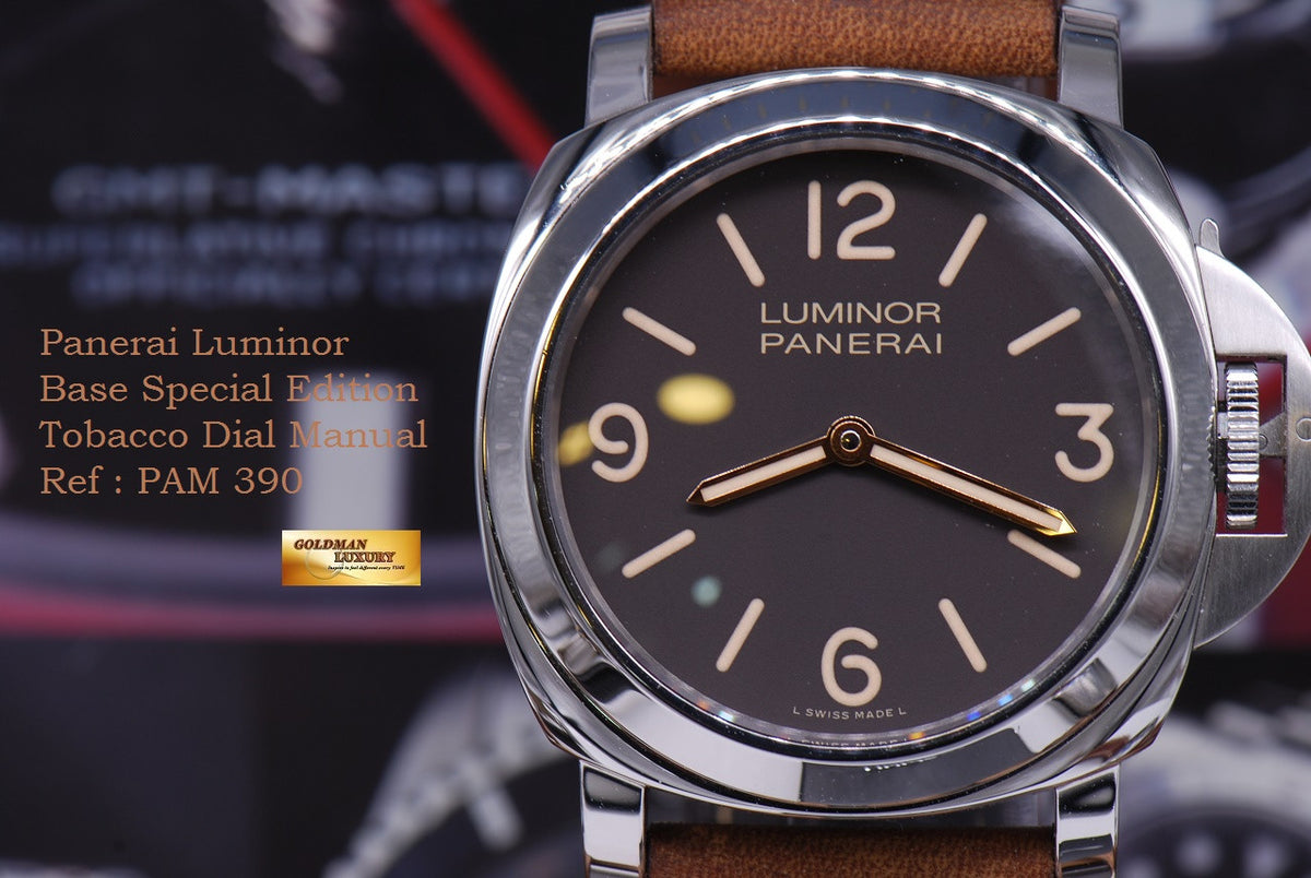[SOLD] PANERAI LUMINOR BASE TOBACCO DIAL 44mm PAM 390 SPECIAL EDITION (MINT)