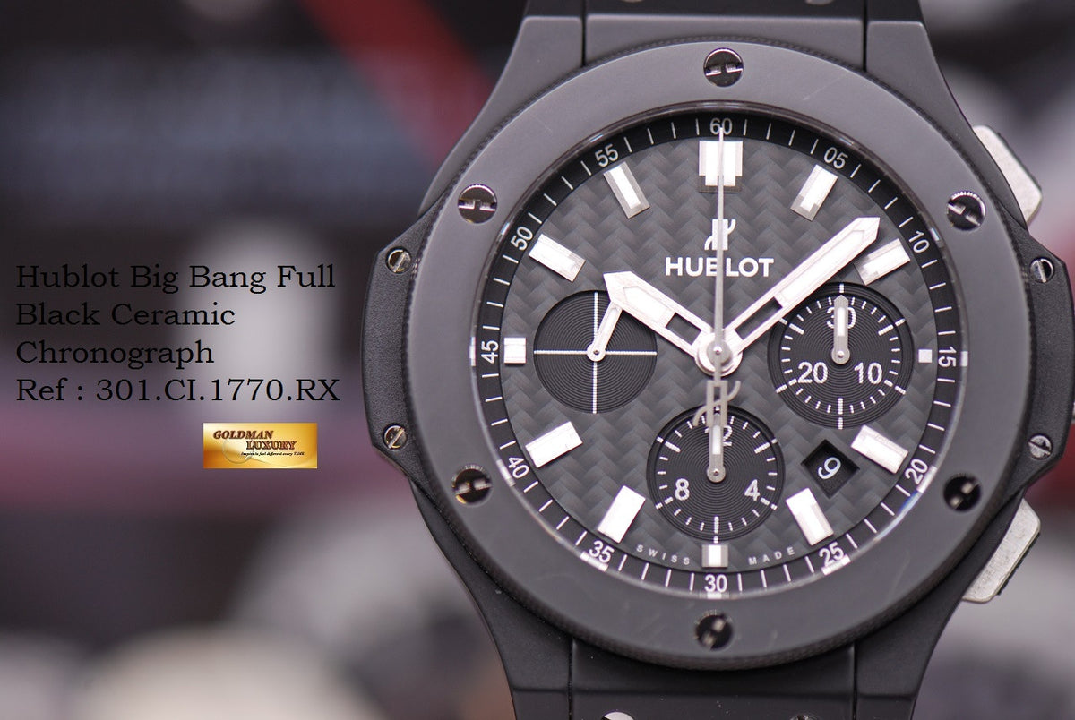 [SOLD] HUBLOT BIG BANG FULL BLACK CERAMIC CHRONOGRAPH AUTOMATIC 301.CI.1770.RX (MINT)