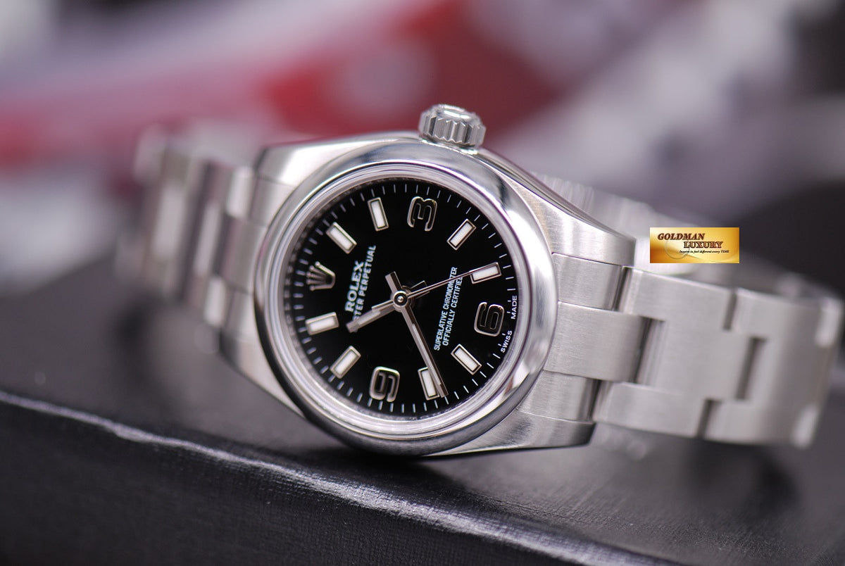 [SOLD] ROLEX OYSTER PERPETUAL 26mm LADIES BLACK 176200 (MINT)