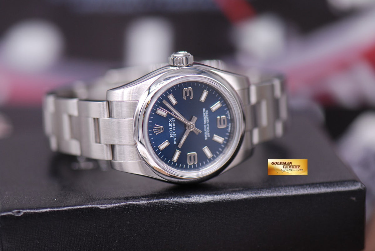 [SOLD] ROLEX OYSTER PERPETUAL 26mm LADIES BLUE 176200 (MINT)