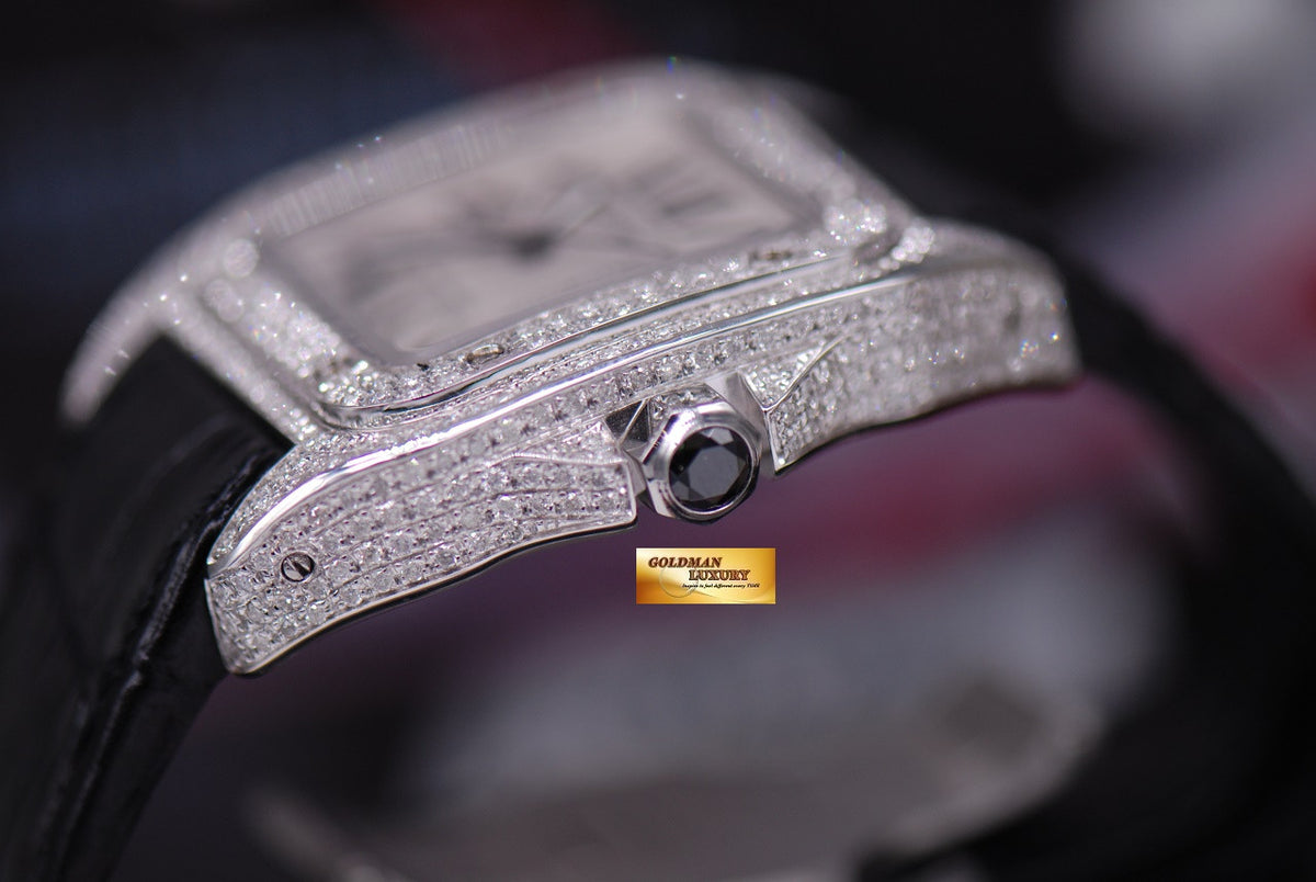 [SOLD] CARTIER SANTOS 100 MIDSIZE LADIES FULL DIAMONDS AUTOMATIC (MINT)