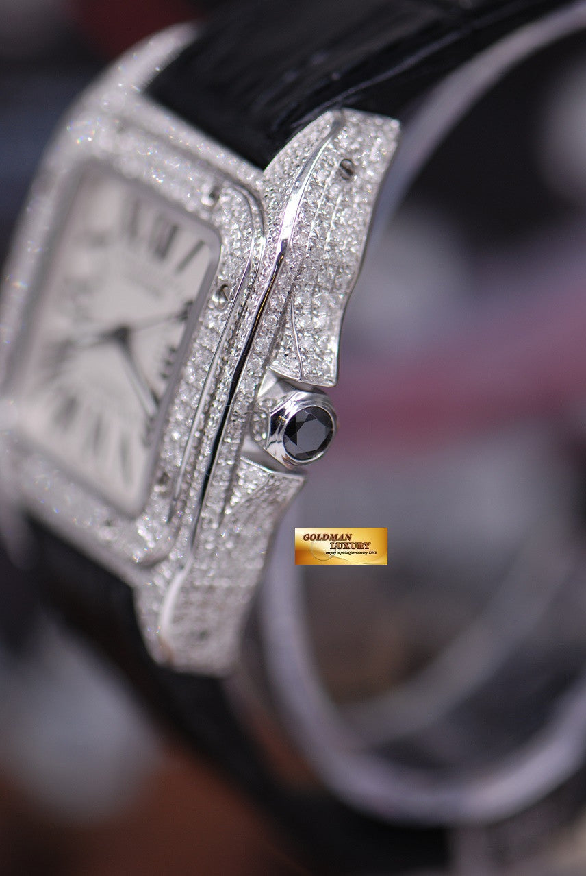 [SOLD] CARTIER SANTOS 100 MIDSIZE LADIES FULL DIAMONDS AUTOMATIC (MINT)