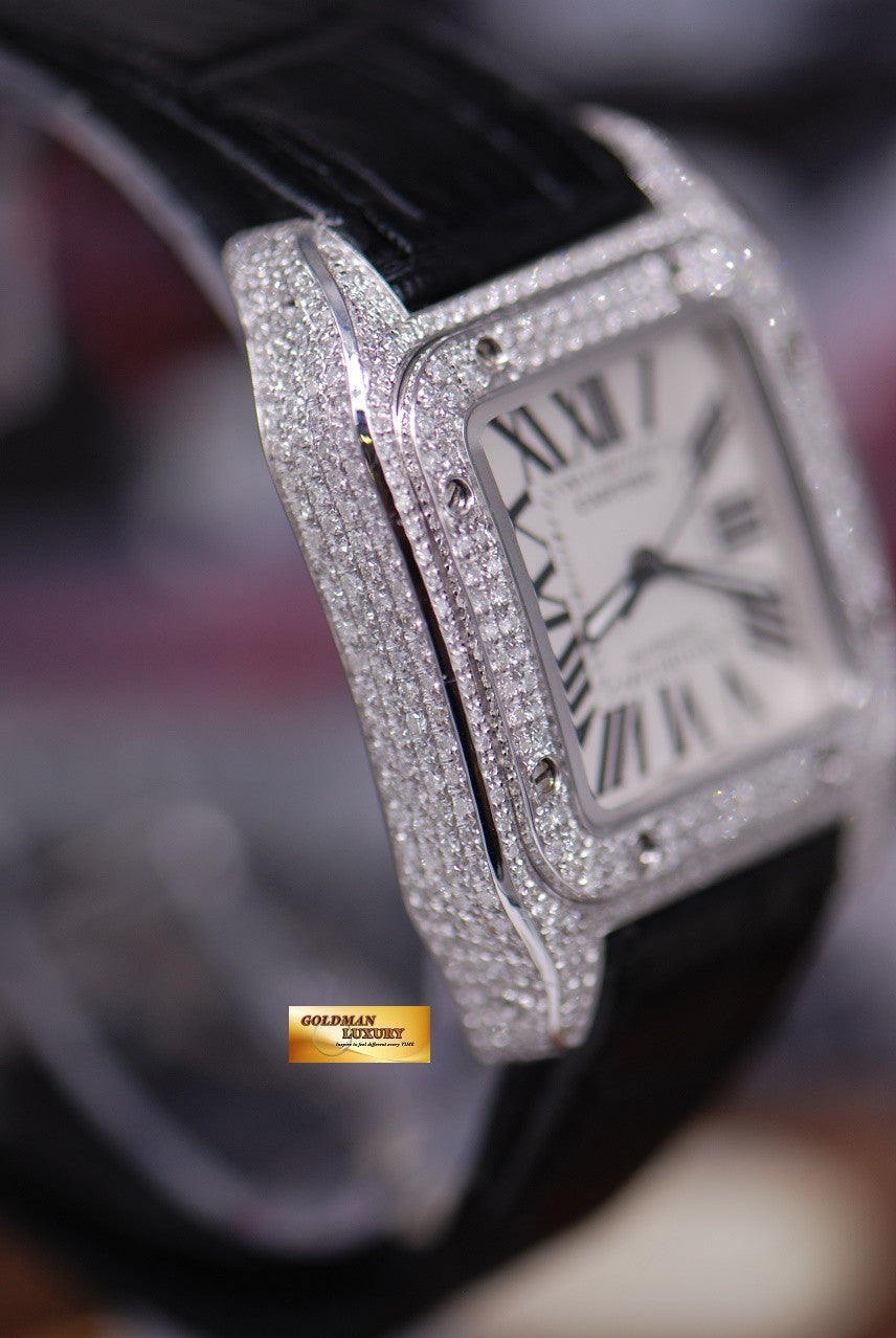 [SOLD] CARTIER SANTOS 100 MIDSIZE LADIES FULL DIAMONDS AUTOMATIC (MINT)