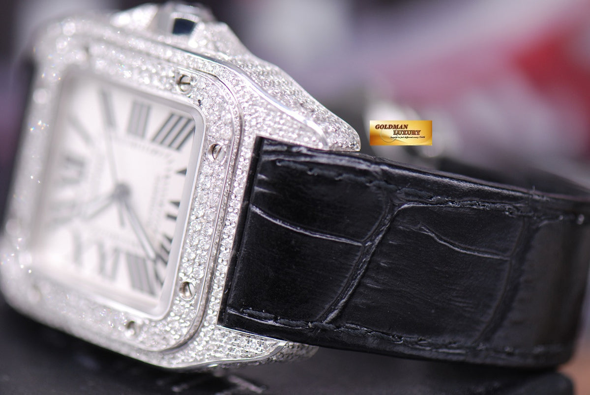 [SOLD] CARTIER SANTOS 100 MIDSIZE LADIES FULL DIAMONDS AUTOMATIC (MINT)