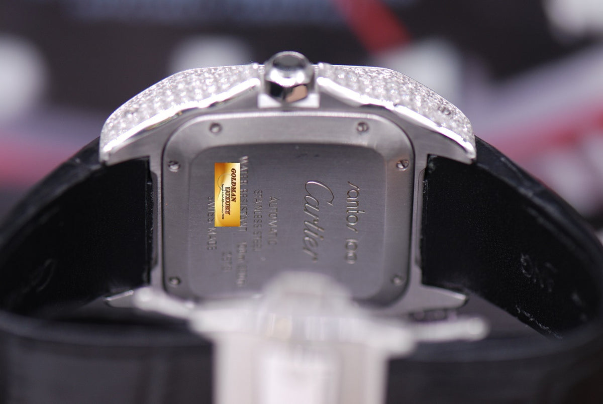 [SOLD] CARTIER SANTOS 100 MIDSIZE LADIES FULL DIAMONDS AUTOMATIC (MINT)