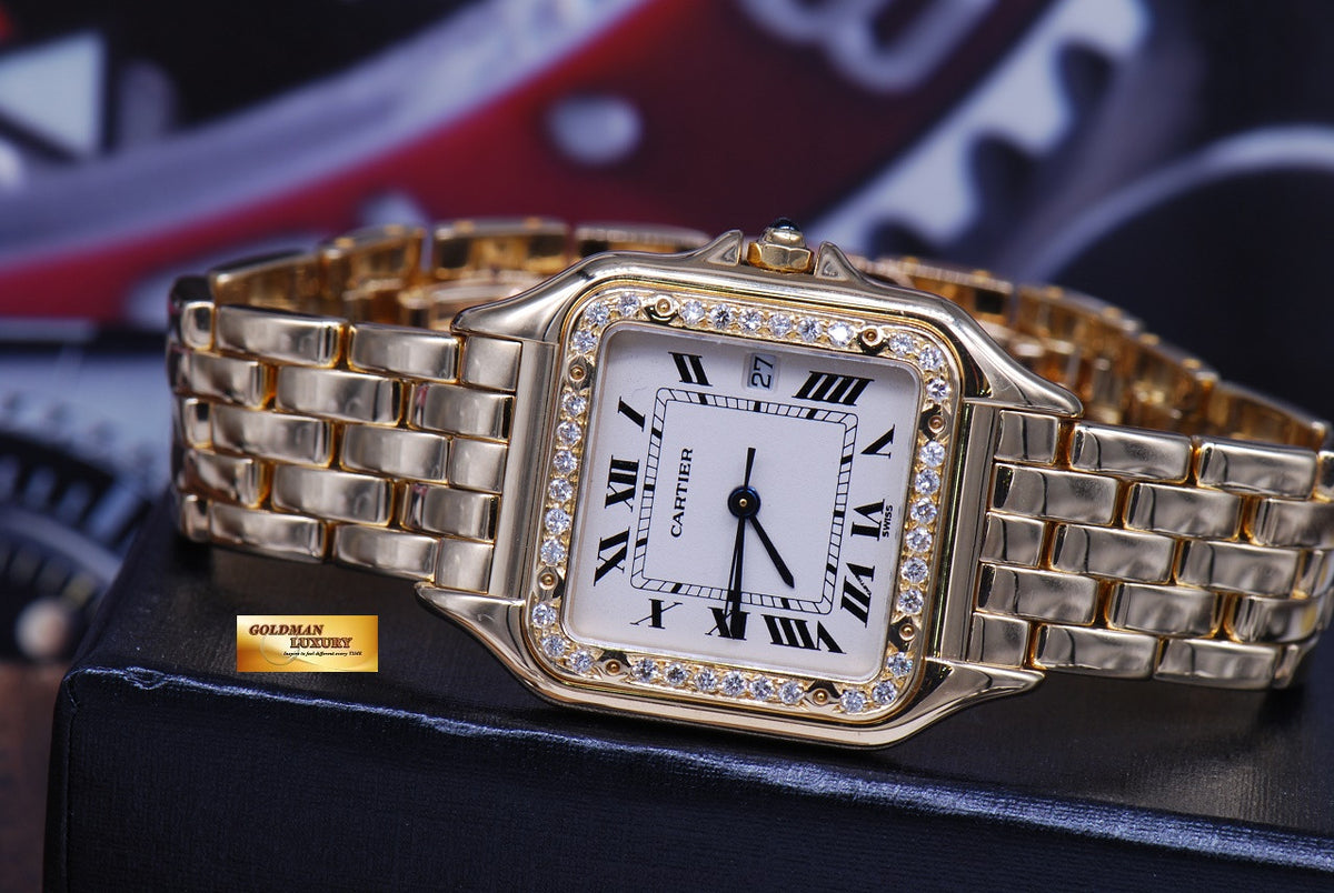 [SOLD] CARTIER PANTHERE MIDSIZE 18K YELLOW GOLD DIAMOND QUARTZ 106000M (MINT)