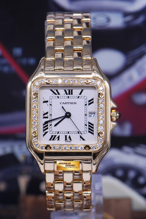 [SOLD] CARTIER PANTHERE MIDSIZE 18K YELLOW GOLD DIAMOND QUARTZ 106000M (MINT)