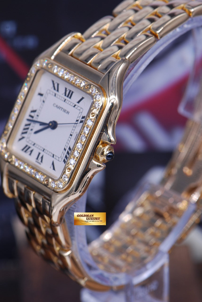 [SOLD] CARTIER PANTHERE MIDSIZE 18K YELLOW GOLD DIAMOND QUARTZ 106000M (MINT)