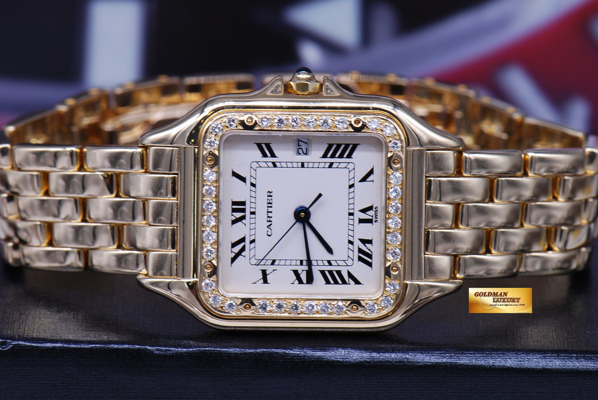 [SOLD] CARTIER PANTHERE MIDSIZE 18K YELLOW GOLD DIAMOND QUARTZ 106000M (MINT)