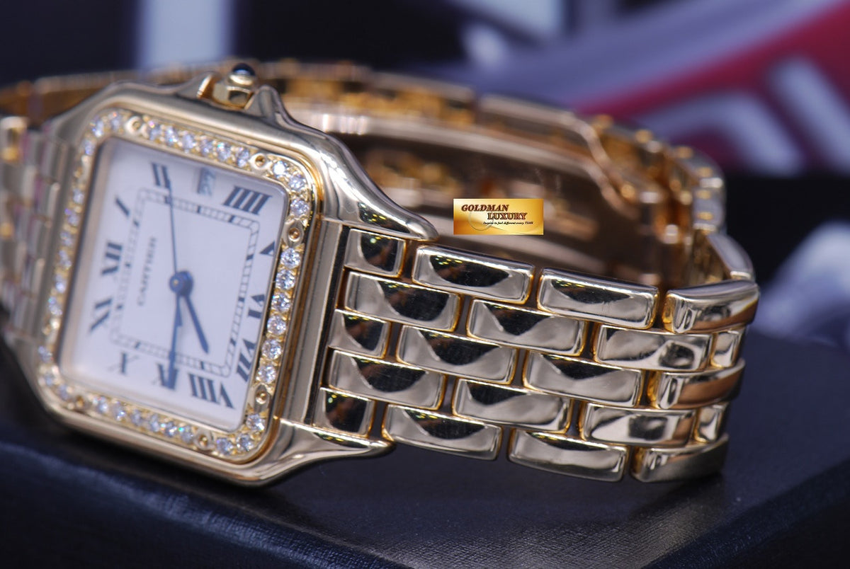 [SOLD] CARTIER PANTHERE MIDSIZE 18K YELLOW GOLD DIAMOND QUARTZ 106000M (MINT)