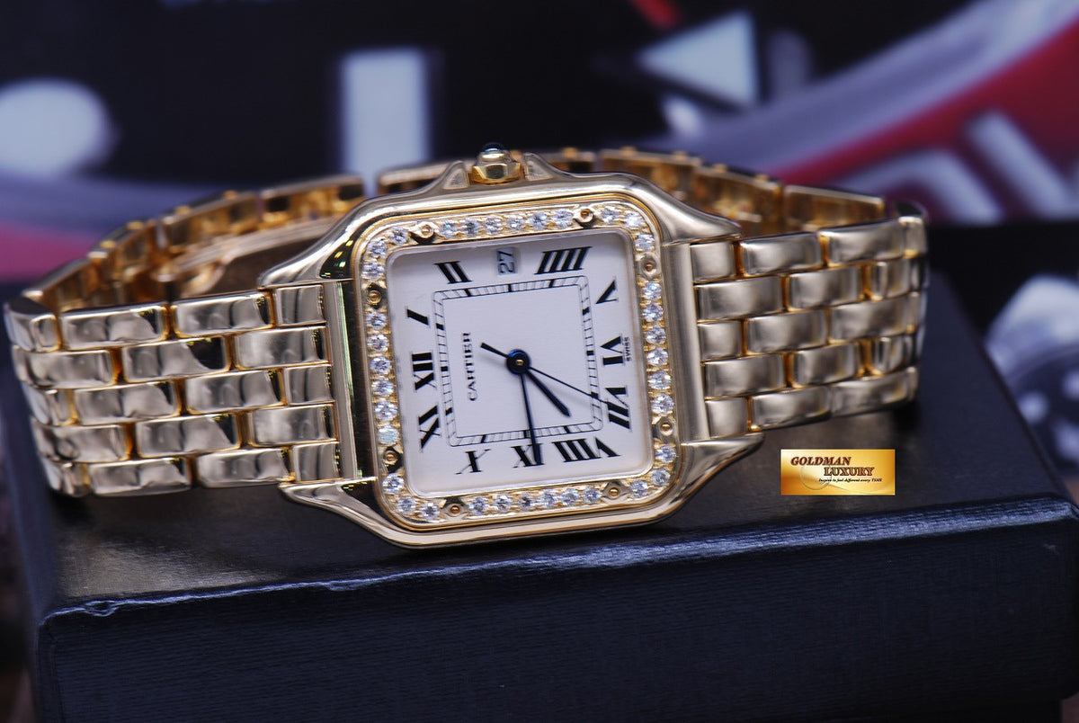 [SOLD] CARTIER PANTHERE MIDSIZE 18K YELLOW GOLD DIAMOND QUARTZ 106000M (MINT)
