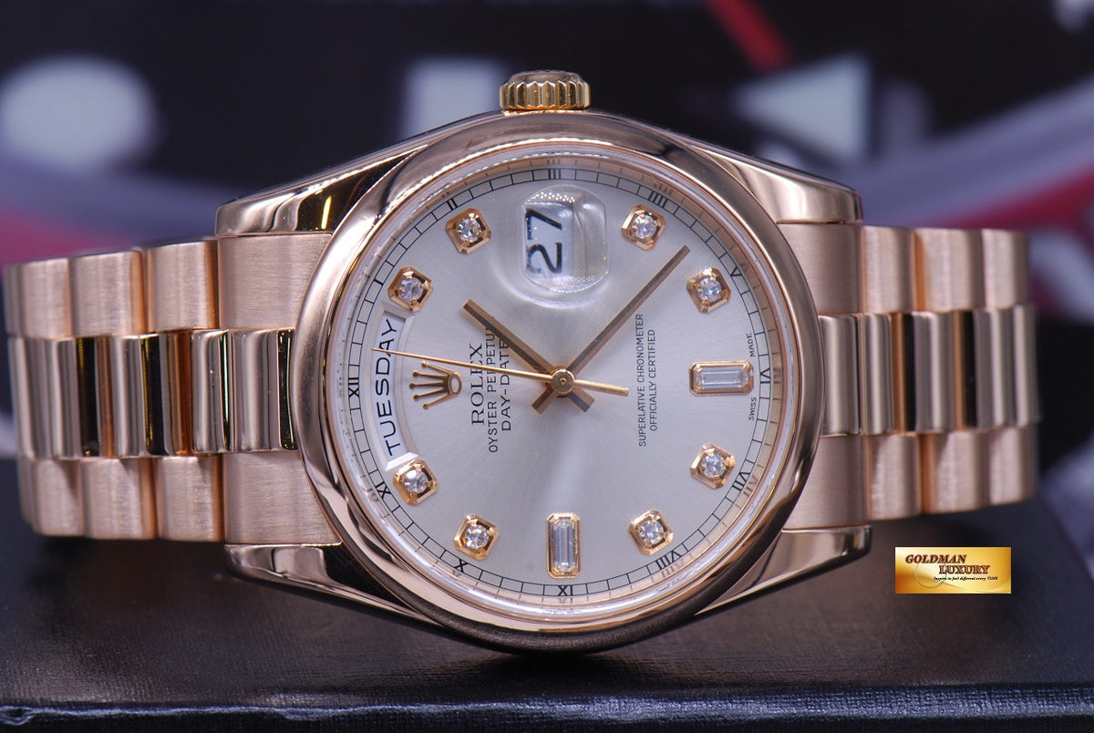 [SOLD] ROLEX OYSTER PERPETUAL DAY-DATE PRESIDENT 18K ROSE GOLD DIAMOND Ref : 118205 (MINT)