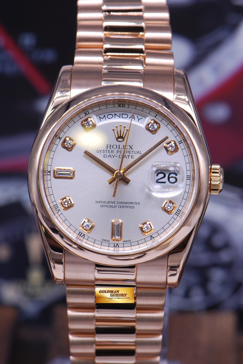 [SOLD] ROLEX OYSTER PERPETUAL DAY-DATE PRESIDENT 18K ROSE GOLD DIAMOND Ref : 118205 (MINT)