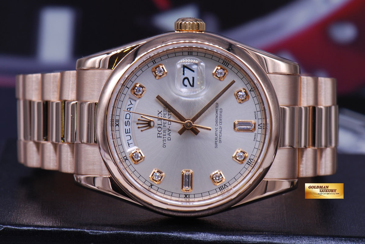[SOLD] ROLEX OYSTER PERPETUAL DAY-DATE PRESIDENT 18K ROSE GOLD DIAMOND Ref : 118205 (MINT)