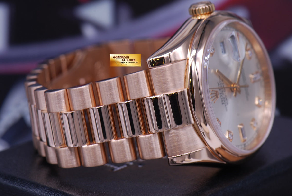 [SOLD] ROLEX OYSTER PERPETUAL DAY-DATE PRESIDENT 18K ROSE GOLD DIAMOND Ref : 118205 (MINT)