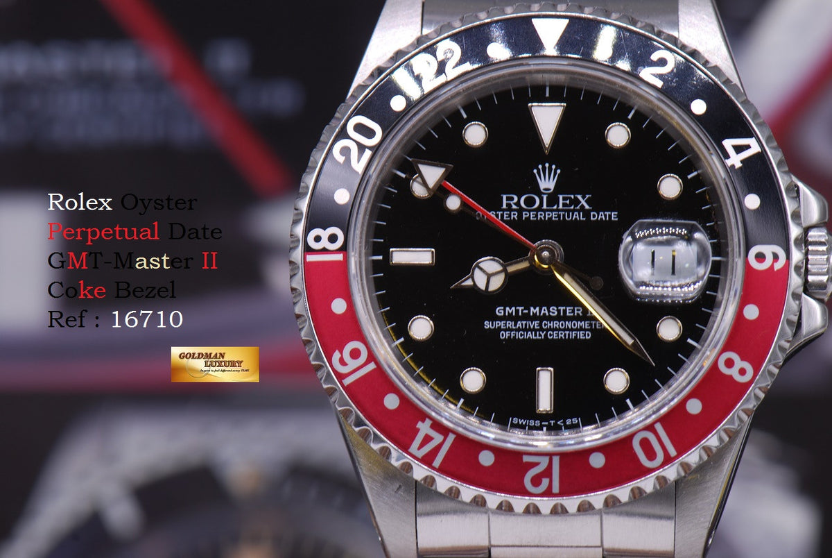 [SOLD] ROLEX OYSTER PERPETUAL GMT-MASTER II "COKE" BEZEL Ref 16710 (MINT)